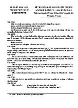 Đề thi chọn học sinh giỏi cấp trường Sinh học 10 - Năm học 2010-2011 - Trường THPT Võ Giữ